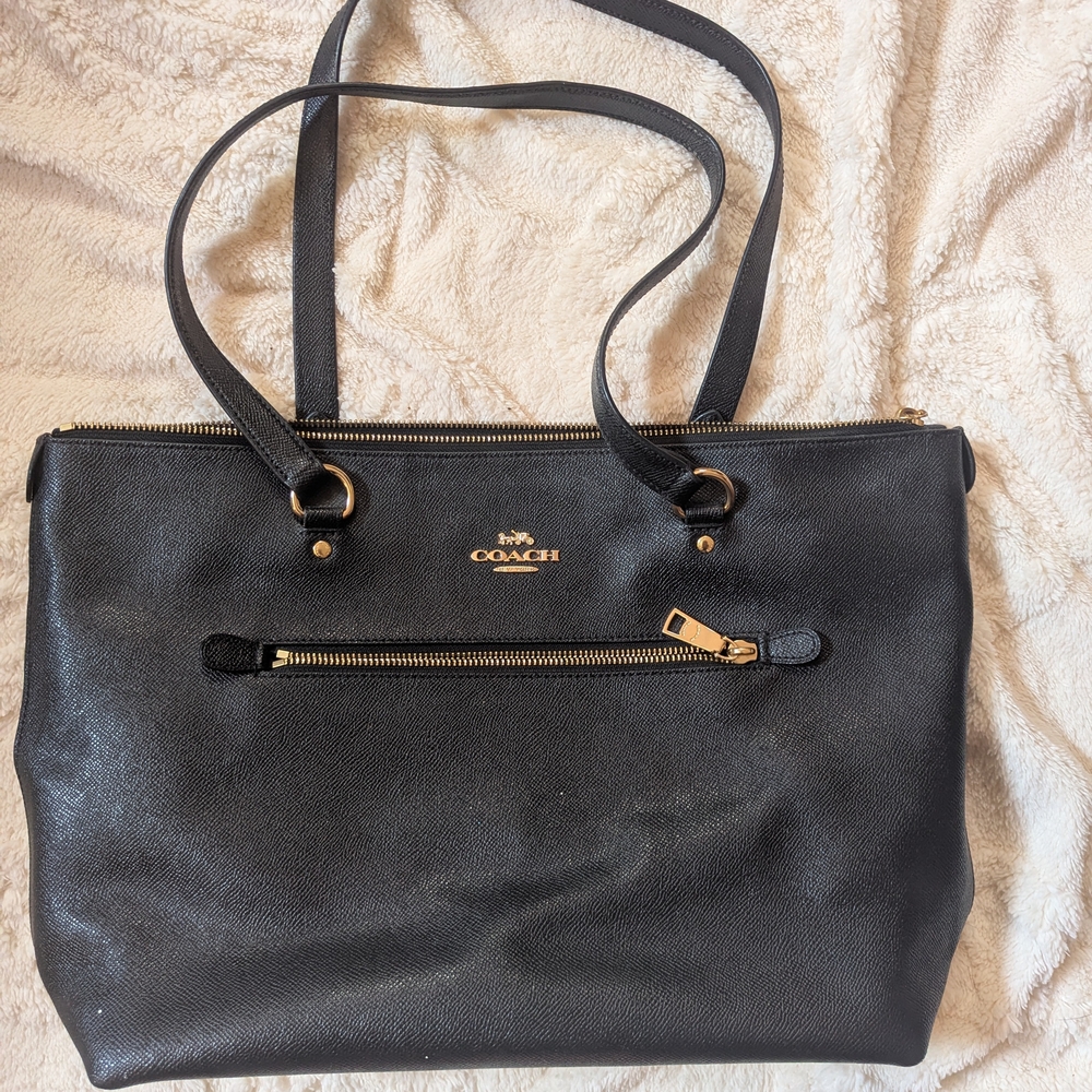 Coach Black Leather Tote Bag